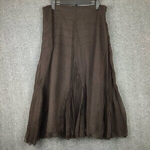 WD NY 100% Flare Silk Skirt Sz 10 Brown Boho Stevie Nicks Style